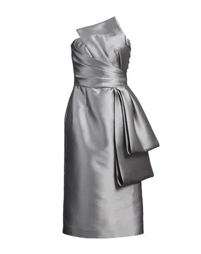 Alberta Ferretti Woman Midi Dress Grey Size 6 Polyester, Silk, Polyamide, Elastane