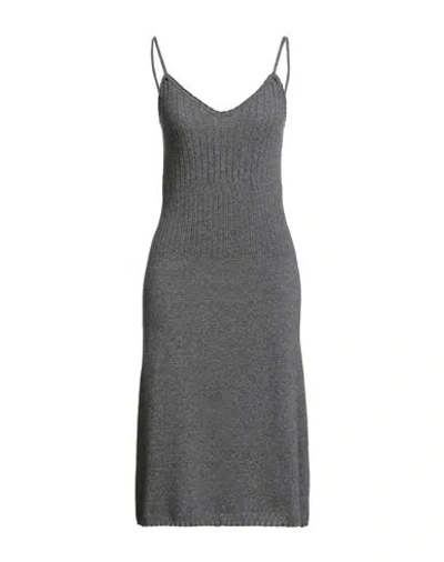 Alberta Ferretti Woman Midi Dress Grey Size 8 Virgin Wool, Cashmere In Gray