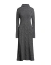 Alberta Ferretti Woman Midi Dress Grey Size 8 Virgin Wool, Polyamide, Elastane In Gray
