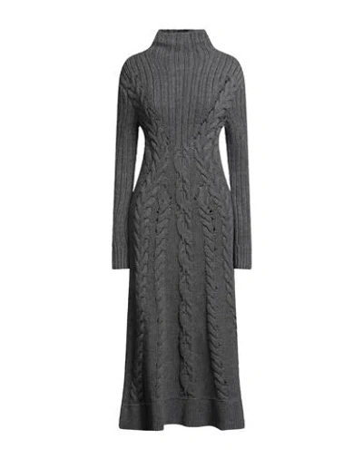 Alberta Ferretti Woman Midi Dress Grey Size 8 Virgin Wool, Polyamide, Elastane In Gray