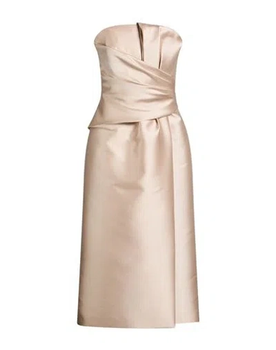 Alberta Ferretti Woman Midi Dress Light Pink Size 8 Polyester, Silk In Brown
