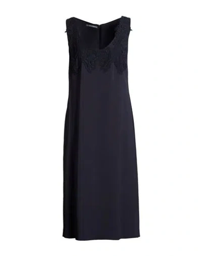 Alberta Ferretti Woman Midi Dress Navy Size 12 Acetate, Viscose, Elastane, Polyamide, Cotton In Black