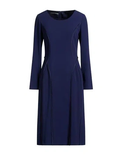 Alberta Ferretti Woman Midi Dress Navy Size 6 Silk, Viscose In Blue