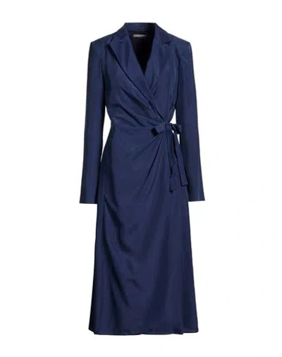 Alberta Ferretti Woman Midi Dress Navy Size 8 Silk In Blue