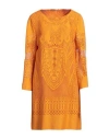 Alberta Ferretti Woman Midi Dress Orange Size 12 Cotton, Polyamide In Orange