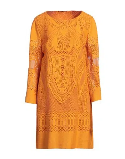 Alberta Ferretti Woman Midi Dress Orange Size 12 Cotton, Polyamide