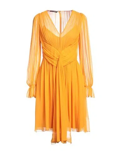 Alberta Ferretti Silk Chiffon Mini Dress In Orange