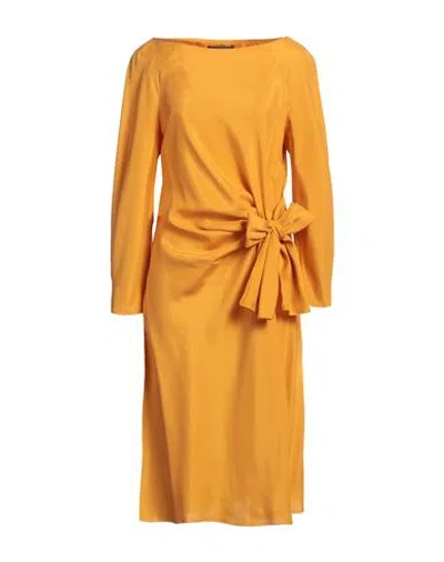 Alberta Ferretti Woman Midi Dress Orange Size 8 Silk In Yellow