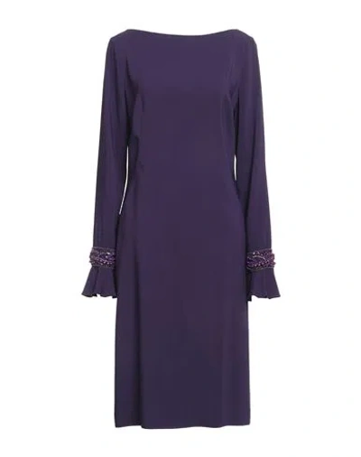 Alberta Ferretti Woman Midi Dress Purple Size 10 Viscose, Elastane, Polyamide, Glass, Acrylic