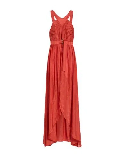 Alberta Ferretti Woman Midi Dress Rust Size 6 Silk In Red
