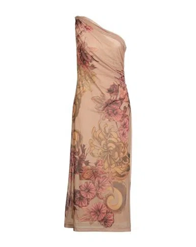 Alberta Ferretti Woman Midi Dress Sand Size 8 Polyamide, Elastane In Brown
