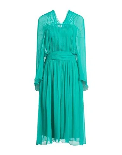 Alberta Ferretti Woman Midi Dress Turquoise Size 2 Silk In Blue