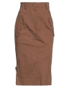 Alberta Ferretti Woman Midi Skirt Camel Size 4 Cotton, Elastane In Beige
