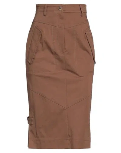 Alberta Ferretti Woman Midi Skirt Camel Size 4 Cotton, Elastane In Beige