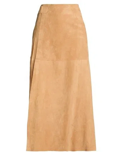 Alberta Ferretti Woman Midi Skirt Camel Size 4 Goat Skin In Brown