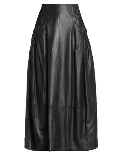 Alberta Ferretti Woman Midi Skirt Grey Size 6 Lambskin In Gray
