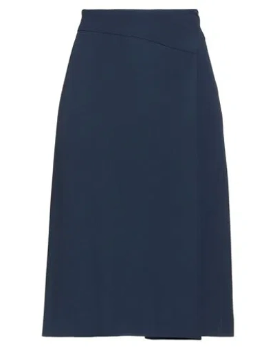 Alberta Ferretti Woman Midi Skirt Navy Size 4 Acetate, Viscose In Navy Blue