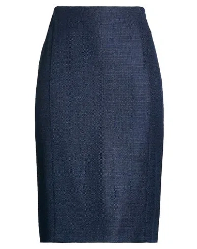 Alberta Ferretti Woman Midi Skirt Navy Size 6 Viscose, Linen, Polyamide In Blue