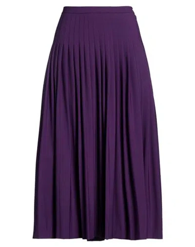 Alberta Ferretti Woman Midi Skirt Purple Size 8 Virgin Wool, Elastane