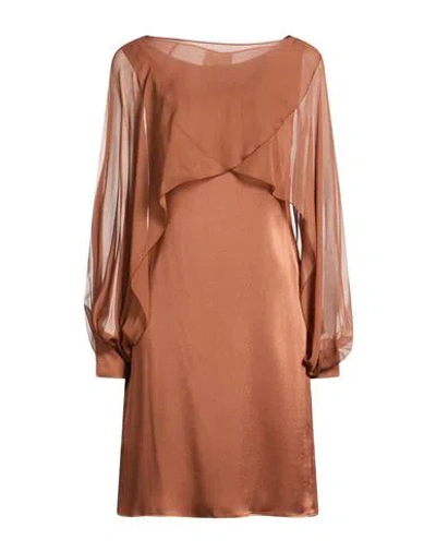 Alberta Ferretti Woman Mini Dress Bronze Size 8 Acetate, Silk In Brown