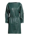 Alberta Ferretti Woman Mini Dress Dark Green Size 6 Sheepskin