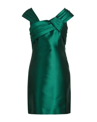 Alberta Ferretti Woman Mini Dress Emerald Green Size 12 Polyester, Silk