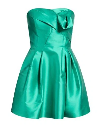 Alberta Ferretti Woman Mini Dress Emerald Green Size 8 Polyester, Silk