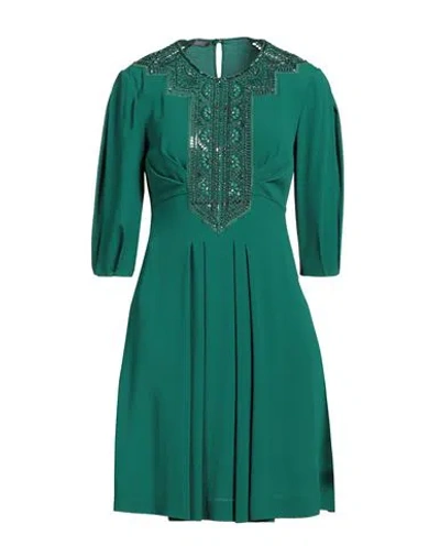 Alberta Ferretti Woman Mini Dress Green Size 10 Acetate, Silk, Polyester, Acrylic