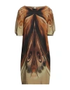 Alberta Ferretti Woman Short Dress Khaki Size 12 Silk In Beige