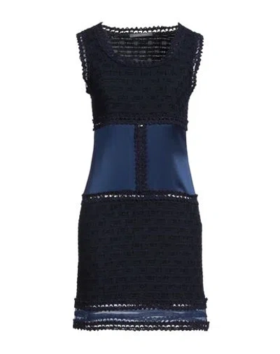 Alberta Ferretti Woman Mini Dress Midnight Blue Size 8 Cotton, Viscose, Silk