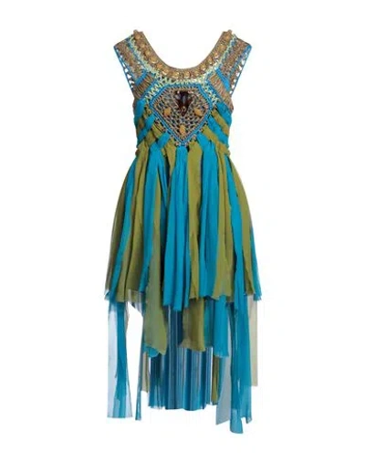 Alberta Ferretti Woman Mini Dress Military Green Size 6 Silk, Polyamide, Viscose In Multi