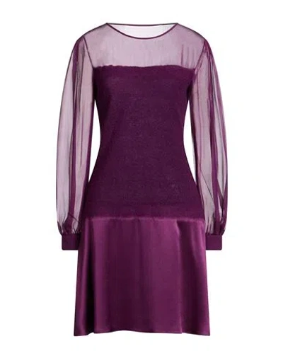Alberta Ferretti Woman Mini Dress Plum Size 4 Polyamide, Mohair Wool, Wool In Purple