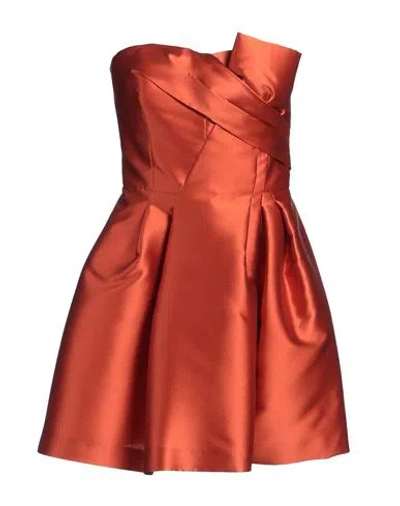 Alberta Ferretti Woman Mini Dress Rust Size 6 Polyester, Silk In Red