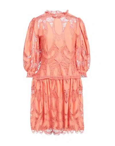 Alberta Ferretti Woman Short Dress Salmon Pink Size 6 Cotton