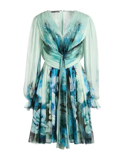 Alberta Ferretti Woman Mini Dress Turquoise Size 2 Silk In Blue