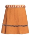 Alberta Ferretti Woman Mini Skirt Camel Size 6 Linen In Beige
