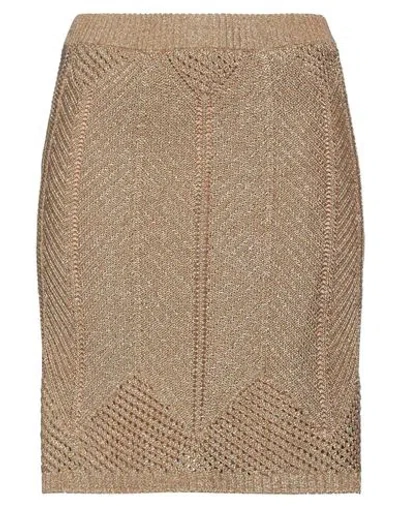 Alberta Ferretti Woman Mini Skirt Gold Size 10 Cotton, Polyester, Metallic Fiber