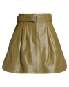 Alberta Ferretti Woman Mini Skirt Khaki Size 10 Sheepskin In Gray