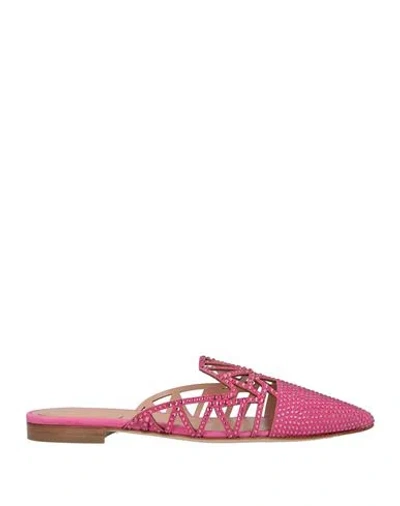 Alberta Ferretti Pointed-toe Crystal-embellished Mules In Pink