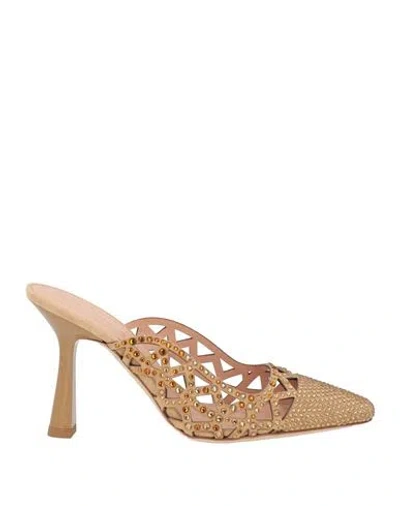 Alberta Ferretti Crystal-embellished Mules In Braun