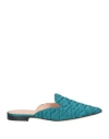 Alberta Ferretti Woman Mules & Clogs Turquoise Size 8 Textile Fibers