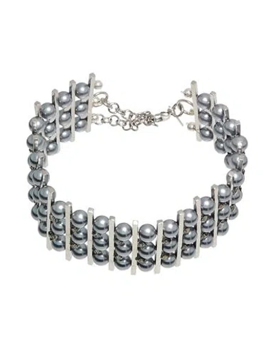 Alberta Ferretti Woman Necklace Silver Size - Metal In Purple