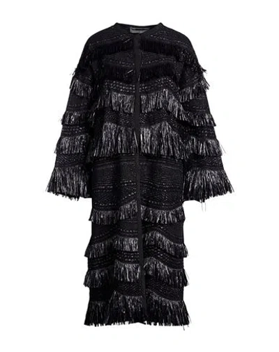 Alberta Ferretti Woman Overcoat & Trench Coat Black Size 6 Acrylic, Polyamide, Cotton, Polyester