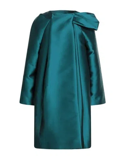 Alberta Ferretti Woman Overcoat & Trench Coat Deep Teal Size 8 Polyester, Silk In Blue