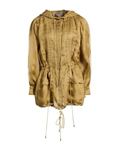 Alberta Ferretti Woman Overcoat & Trench Coat Khaki Size 2 Silk In Gold