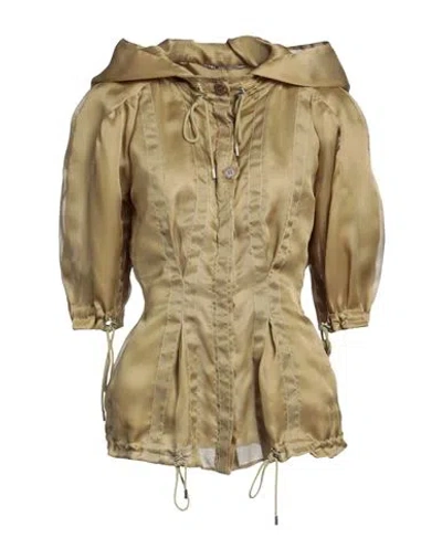 Alberta Ferretti Woman Overcoat & Trench Coat Sage Green Size 8 Silk In Neutral