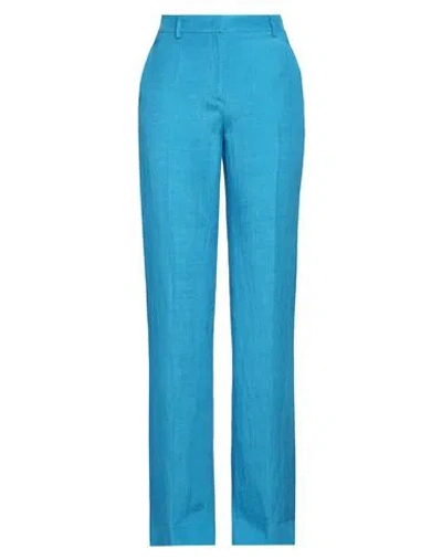 Alberta Ferretti Woman Pants Azure Size 10 Viscose, Linen, Cotton In Blue