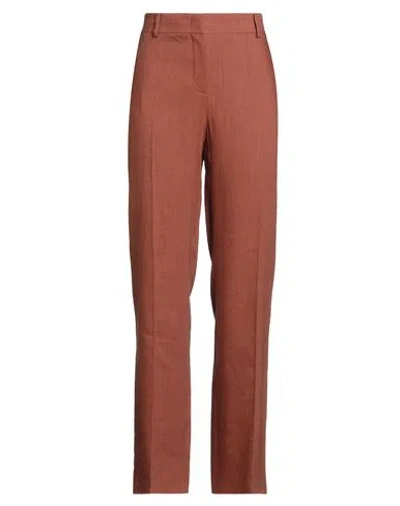 Alberta Ferretti Woman Pants Brown Size 10 Viscose, Linen, Elastane