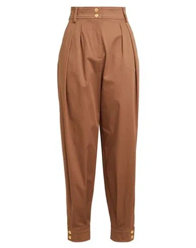 Alberta Ferretti Woman Pants Brown Size 4 Cotton, Elastane