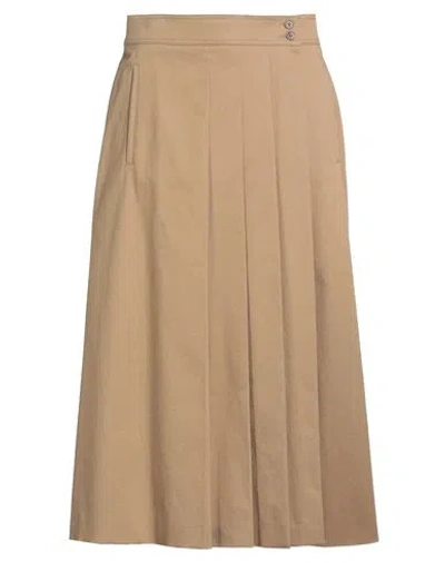 Alberta Ferretti Woman Pants Camel Size 10 Cotton, Elastane In Sand